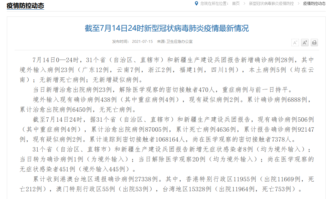 31省份连续2天本土确诊0新增(31省区市连续两天本土0新增) 31省份连续2天本土确诊0新增(31省区市连续两天本土0新增)